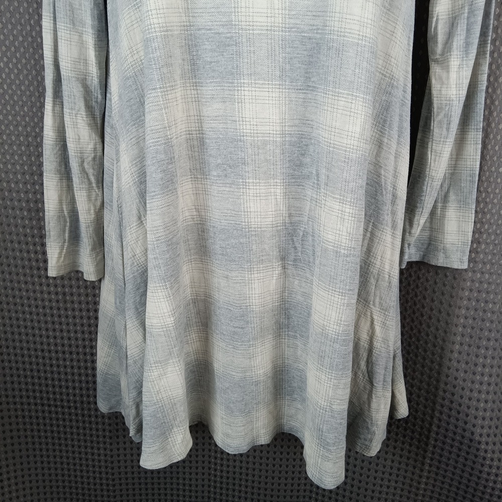 Old Navy Womens Grey Plaid Long Sleeve Swing Dress Petite Medium A-Line Mini - Picture 5 of 10